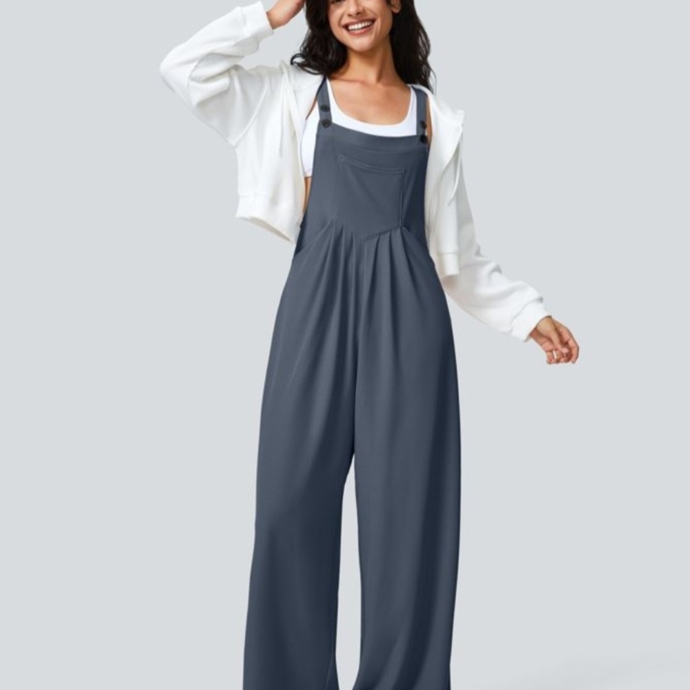 NWT HALARA Women's BLUE-Gray Jumpsuit PETITE